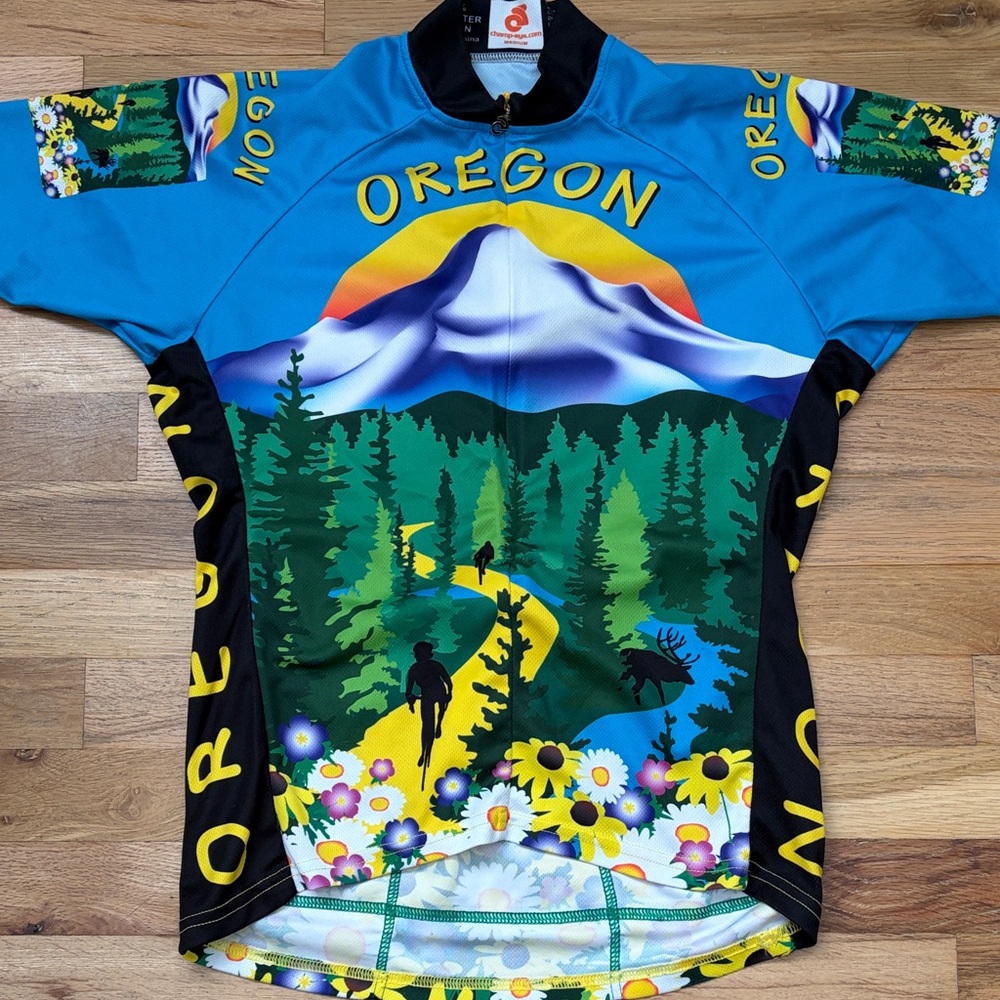 Oregon Scenic Cycling Jersey with Mountain & Forest Graphic